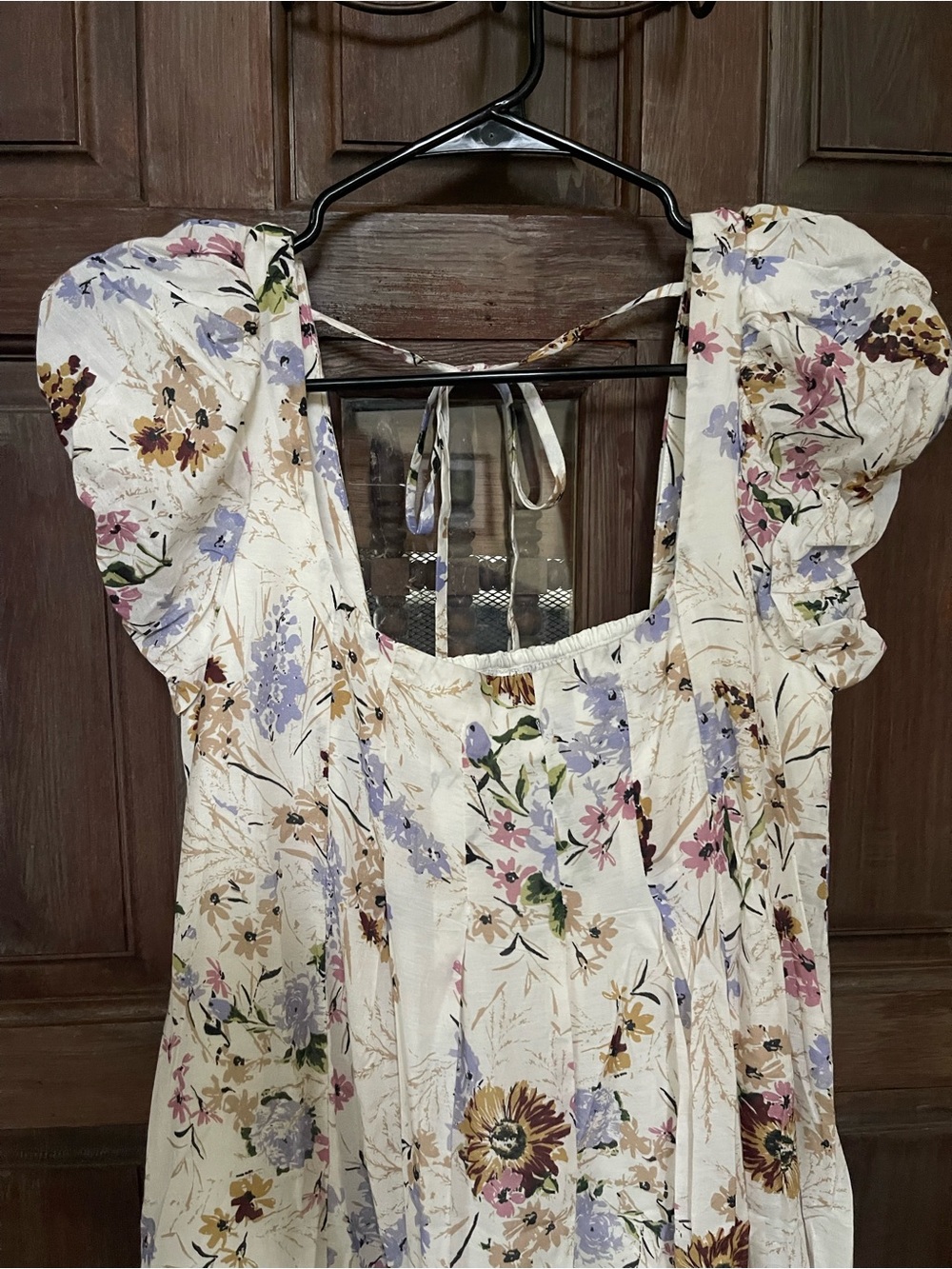 Anthropologie Floral Tiered Puff-Sleeve Midi Dress - White Size S - Picture 8 of 12